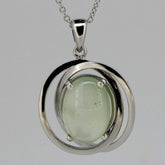 Huge Genuine Natural Prenite Sterling Silver Pendant Apple Theme White Topaz - Syzjewelry